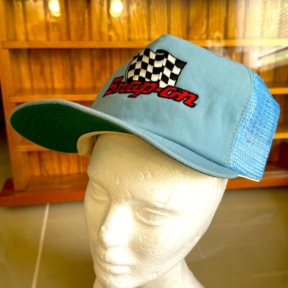 Vintage Authentic Snap-On Tools Trucker Hat Baseball Cap Baby Blue - Picture 2 of 4